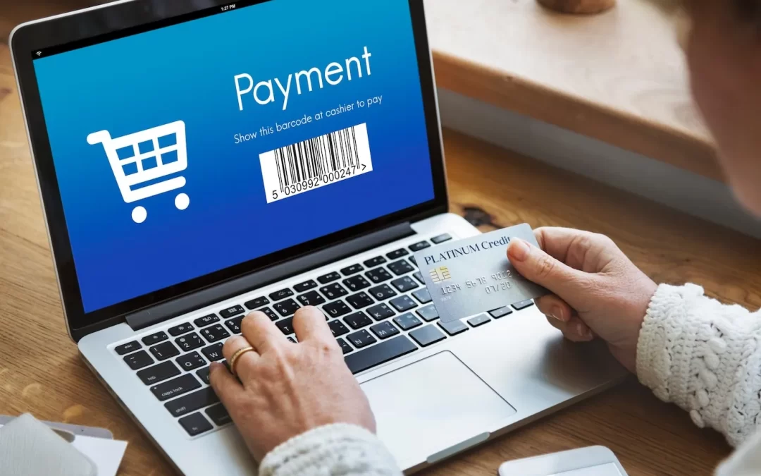 person entering card details for online payment