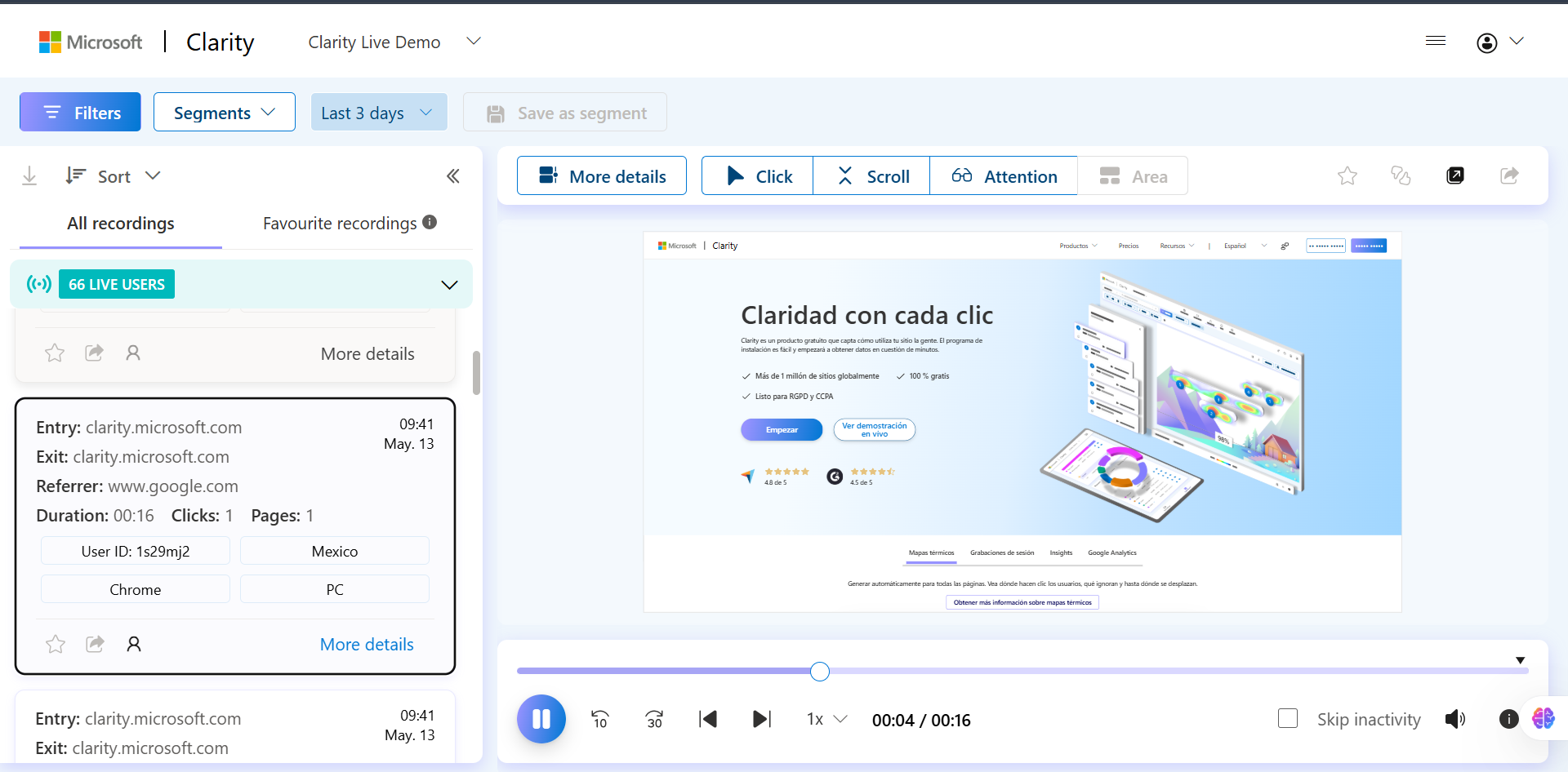 clarity demo recordings snap