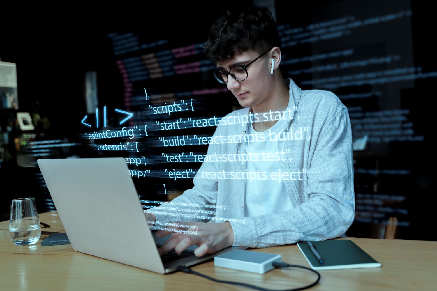 person working with codes on computer