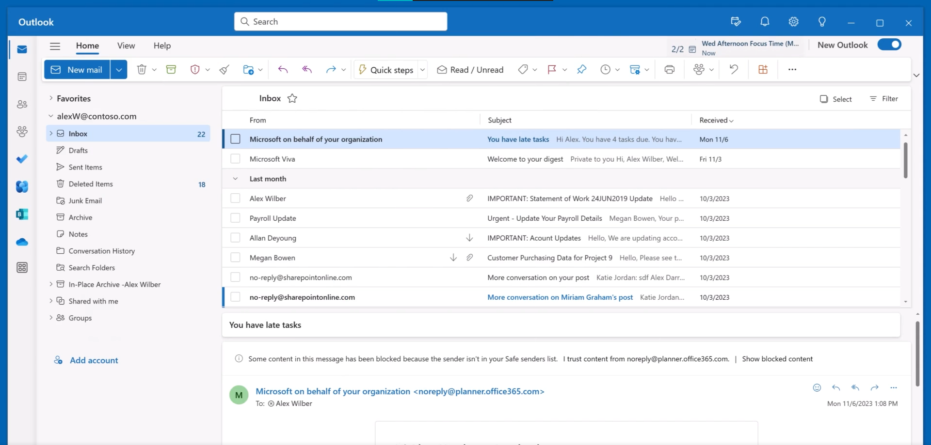outlook account interface
