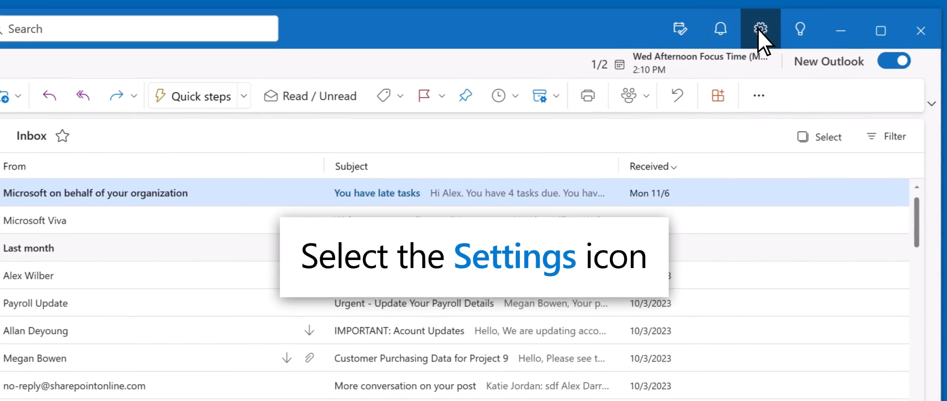 step one select settings 
