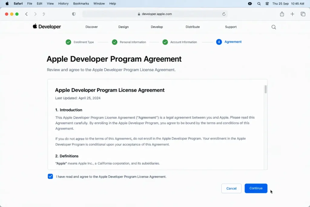 apple store individual developer account setup