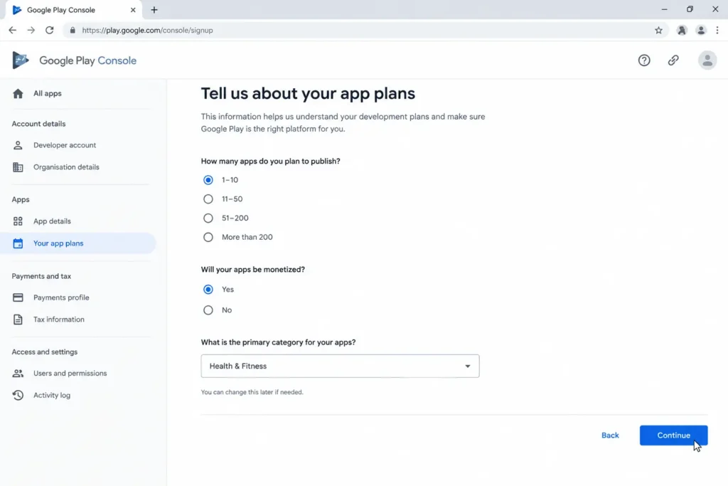 google play developer individual account setup