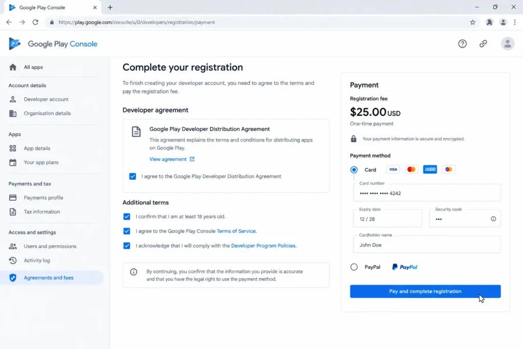google play developer individual account setup
